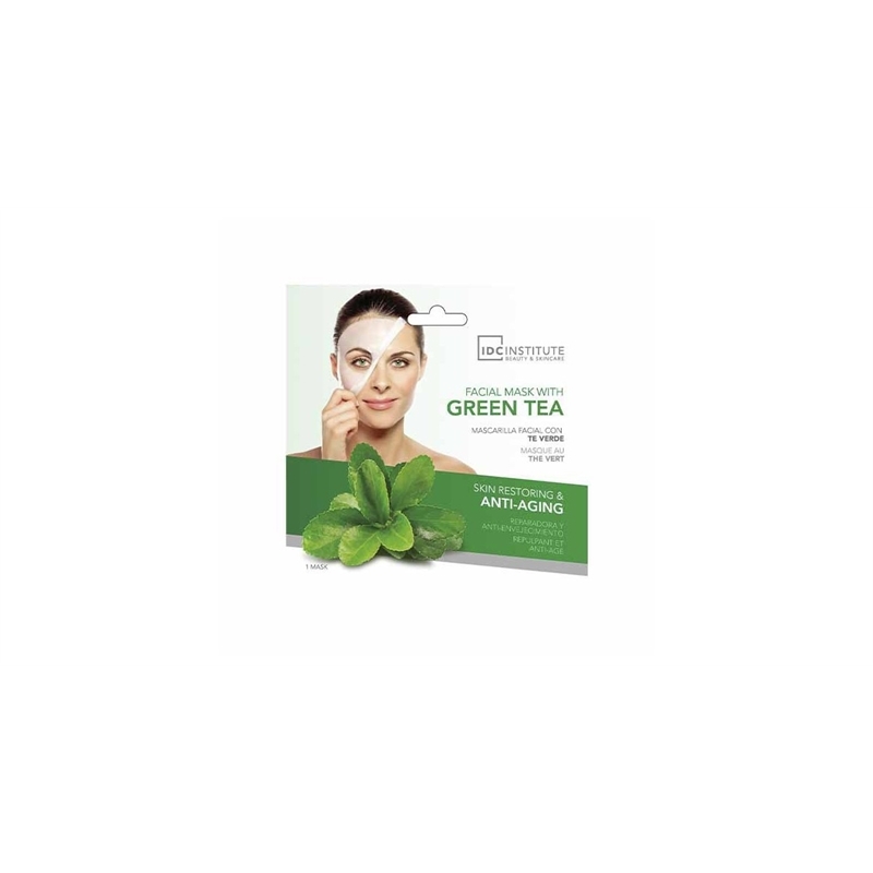 IDC INSTITUTE SKINCARE ESSENTIALS MASCHERA VISO MONOUSO AL TE VERDE 22GR