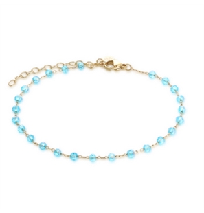 BRAND GIOIELLI MARGARITA CAVIGLIERA DORATA CON CRITALLI TURCHESE - 14AL033G-T-1 - 14AL033G-T-1