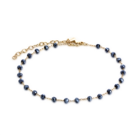 BRAND GIOIELLI MARGARITA CAVIGLIERA DORATA CON CRITALLI NERI - 14AL033G-N-1 - 14AL033G-N-1