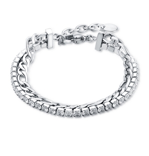 BRAND GIOIELLI CRYSTAL BRACCIALE TENNIS 3MM CON CATENA FIGARO - 14BR026W-1 - 14BR026W-1