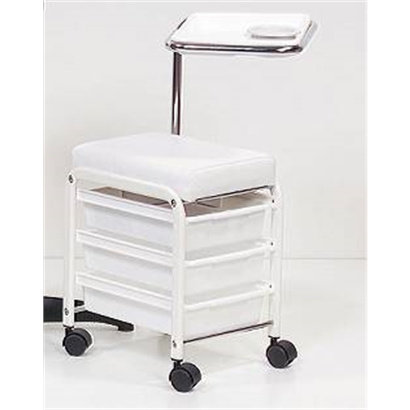 CARRELLO MANICURE CON PIANO APPOGGIO 3 CASSETTI CON SEDUTA