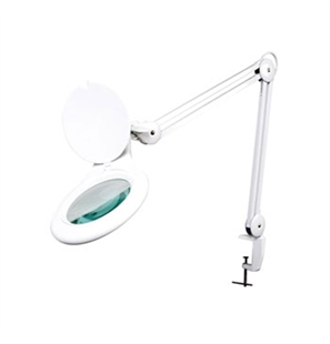 LAMPADA CON LENTE 5 DIOTTRIE A LUCE FREDDA 22W CON STATIVO E MORSETTO DA TAVOLO