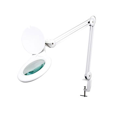 LAMPADA CON LENTE 5 DIOTTRIE A LUCE FREDDA 22W CON STATIVO E MORSETTO DA TAVOLO