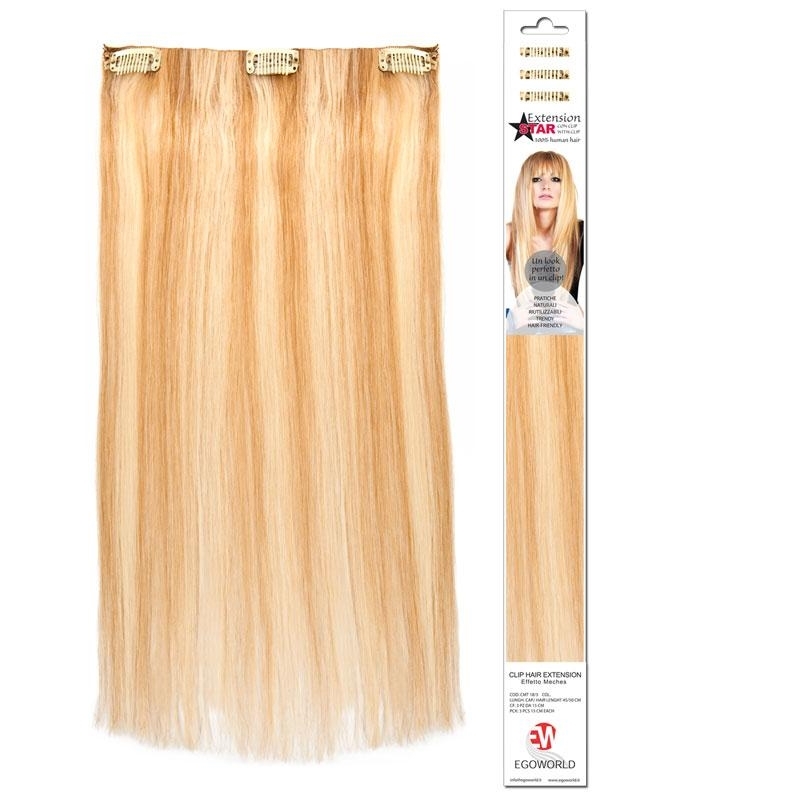 EXTENSION CAPELLI NATURALI CON CLIP 3 STRISCE LARGHE CM 15/16 LUNGHE CM 40/45 - CMT18/3-1 - CMT18/3-1