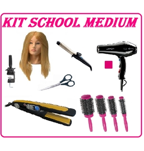 KIT SCUOLA PARRUCCHIERI MEDIUM - TESTA STUDIO, SUPPORTO, FORBICI, PHON, PIASTRA, KIT SPAZZOLE - KITSCUOLAPARMED-1 - KITSCUOLAPAR