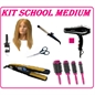 KIT SCUOLA PARRUCCHIERI MEDIUM - TESTA STUDIO, SUPPORTO, FORBICI, PHON, PIASTRA, KIT SPAZZOLE