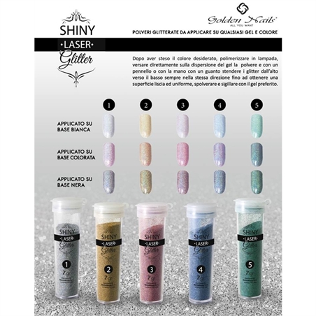 SHINY LASER POLVERI GLITTERATE 7 GR GOLDEN NAILS - GO00117-1 - GO00117-1