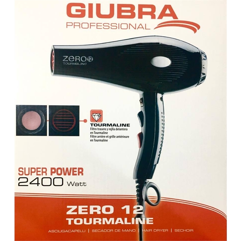 PHON PROFESSIONALE ZERO 12 IN TOURMALINE 2400W NERO GIUBRA PHON PROFESSIONALE ZERO 12 IN TOURMALINE 2400W NERO GIUBRA