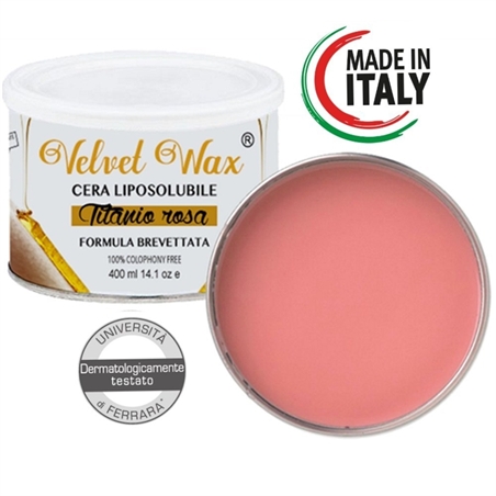 VELVET WAX CERA DEPILATORIA LIPOSOLUBILE TITANIO ROSA 400ML - VELVETWAX-1 - VELVETWAX-1