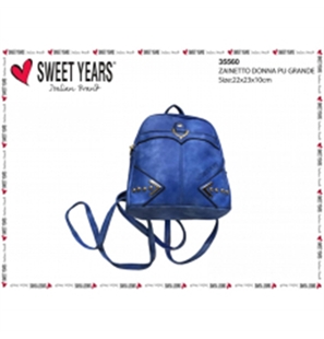 SWEET YEARS ZAINETTO NERO IN PELLE CON BORCHIE DORATE - 8033098188185-1 - 8033098188185-1