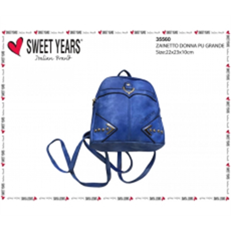 SWEET YEARS ZAINETTO NERO IN PELLE CON BORCHIE DORATE