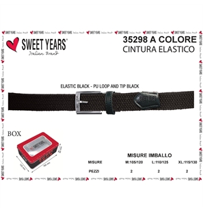 SWEET YEARS CINTA UOMO ELASTICA 110/125 NERO - 35298-1 - 8033098180080-1