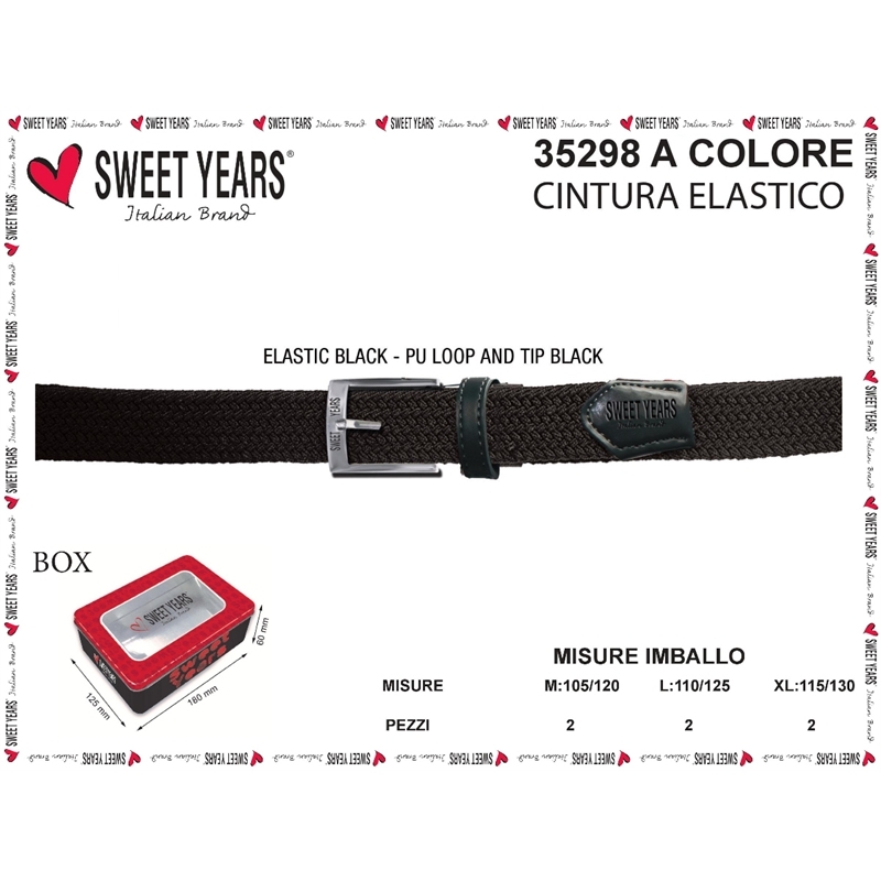 SWEET YEARS CINTA UOMO ELASTICA 110/125 NERO