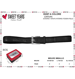 SWEET YEARS CINTA UOMO CON FODERA IN PELLE 110/125 NERO - 35297-1 - 8033098180066-1