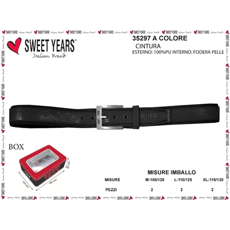 SWEET YEARS CINTA UOMO CON FODERA IN PELLE 110/125 NERO - 35297-1 - 8033098180066-1