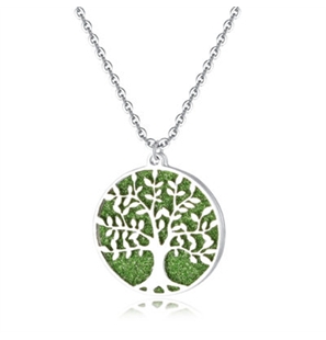 BRAND GIOIELLI COLLANA ALBERO DELLA VITA GRANDE CON GLITTER VERDE SMERALDO - 2000000005171-1 - 10NK001V-1