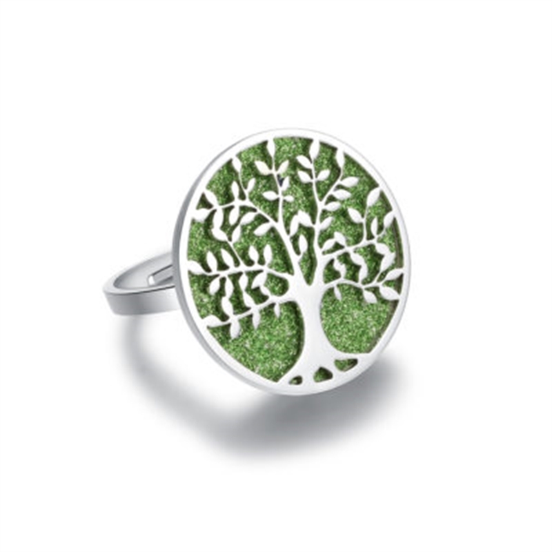 BRAND GIOIELLI ANELLO GLITTER ALBERO DELLA VITA VERDE SMERALDO MIS. 12