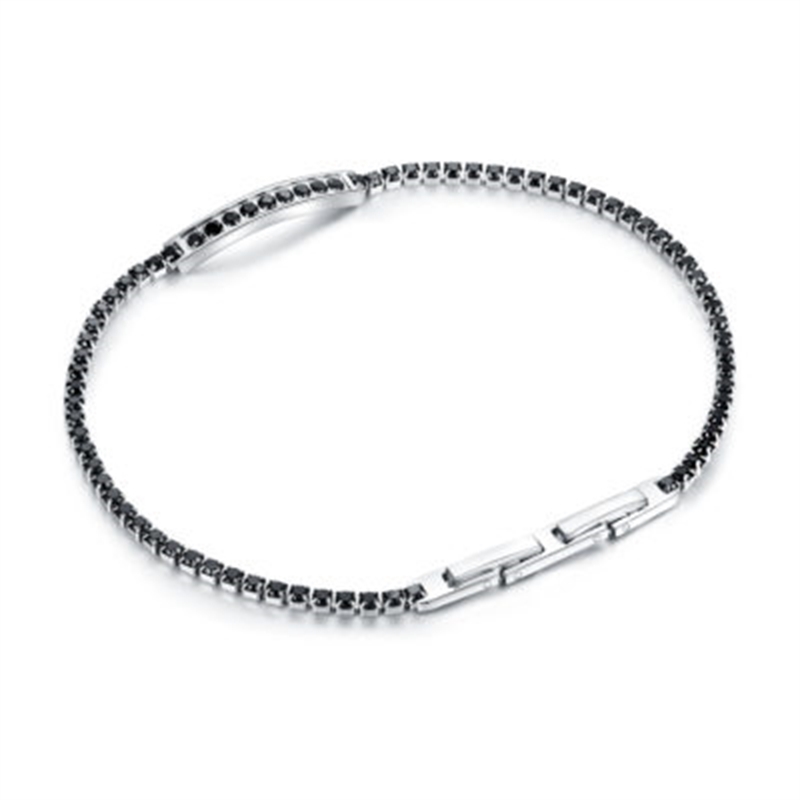BRAND GIOIELLI BRACCIALE TENNIS CRISTALLI NERI E TARGHETTA MIS. 20 BRAND GIOIELLI BRACCIALE TENNIS CRISTALLI NERI E TARGHETTA MIS. 20