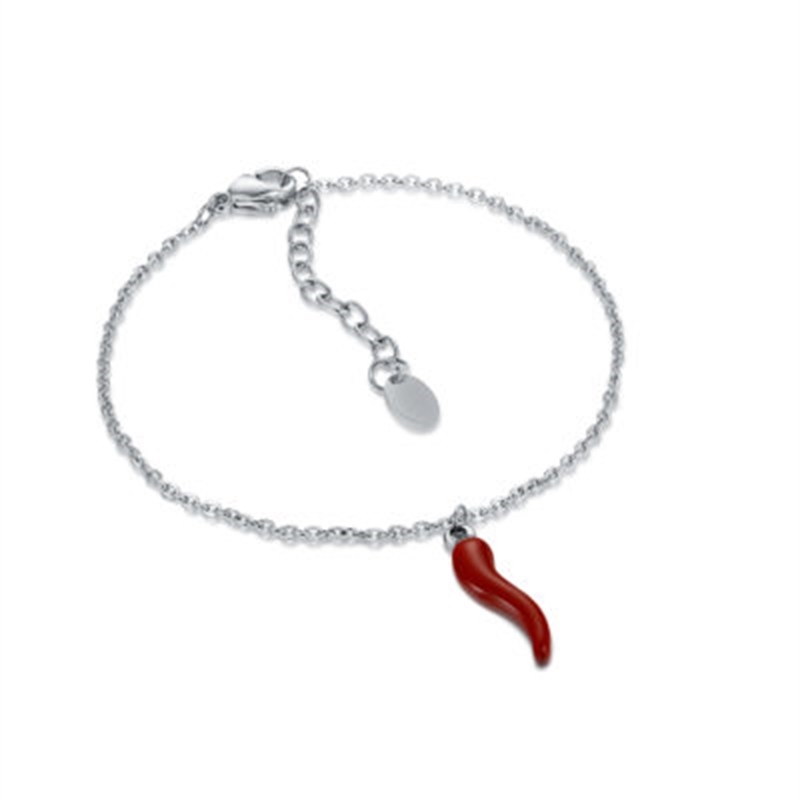 BRAND GIOIELLI BRACCIALE IN ACCIAIO CORNETTO ROSSO