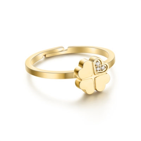 BRAND GIOIELLI ANELLO QUADRIFOGLIO PVD ORO CON CRISTALLI BIANCHI MIS. 12 - 2000000016122-1 - 03RG009G-12-1