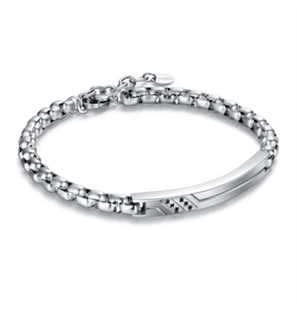 BRAND GIOIELLI BRACCIALE IN ACCIAIO TARGA E CRISTALLI NERI - 2000000019772-1 - 55BR001N-1