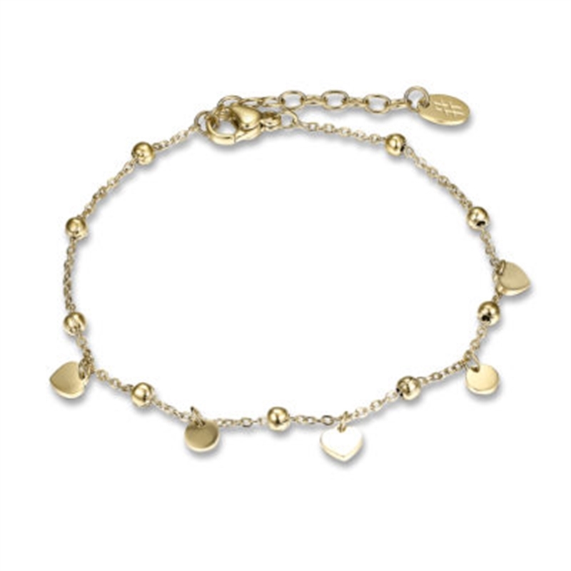 BRAND GIOIELLI MOST BRACCIALE CUORI E PIASTRINE COLOR ORO