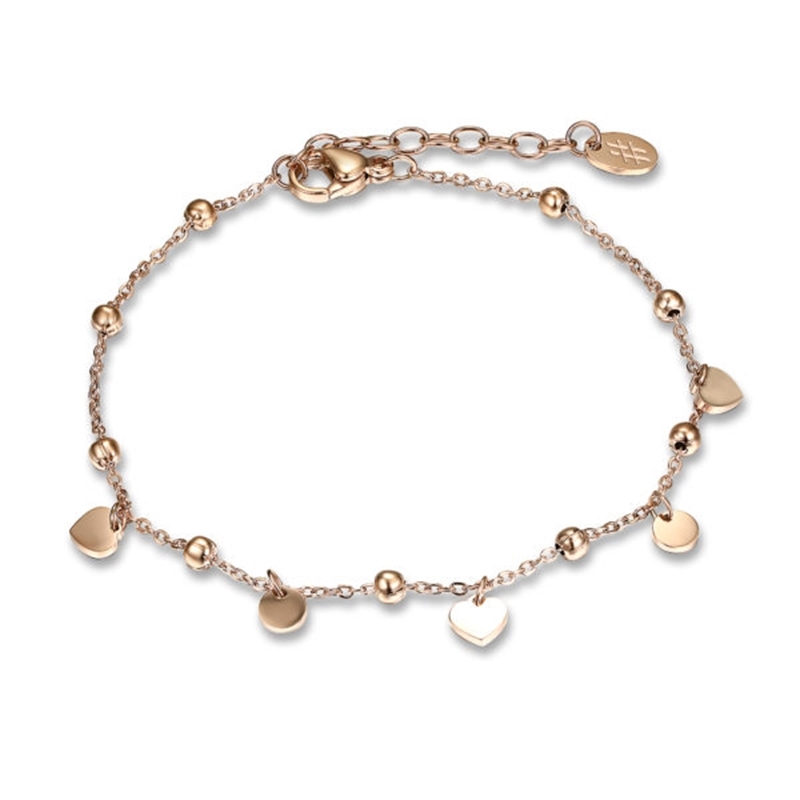 BRAND GIOIELLI MOST BRACCIALE CUORI E PIASTRINE COLOR ROSE'