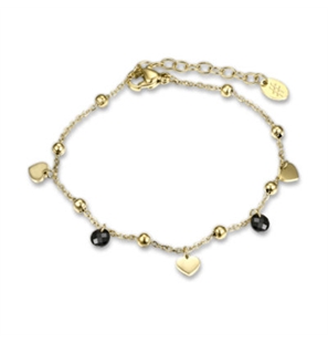 BRAND GIOIELLI MOST BRACCIALE CUORI ORO E CRISTALLI NERI - 19BR002G-1 - 19BR002G-1