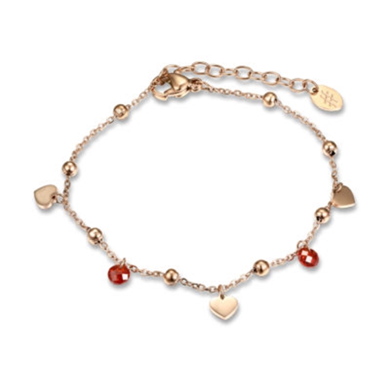 BRAND GIOIELLI MOST BRACCIALE CUORI ROSE' E CRISTALLI ROSSI