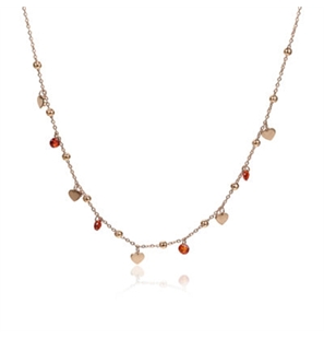 BRAND GIOIELLI MOST COLLANA CUORI ROSE' E CRISTALLI ROSSI - 19NK001R-1 - 19NK001R-1