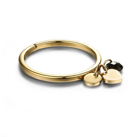 BRAND GIOIELLI MOST ANELLO CUORI ORO E CRISTALLI NERI 12 - 19RG001G-12-1 - 19RG001G-12-1