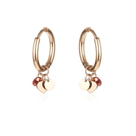 BRAND GIOIELLI MOST ORECCHINI CUORI ROSE' E CRISTALLI ROSSI - 19ER001R-1 - 19ER001R-1