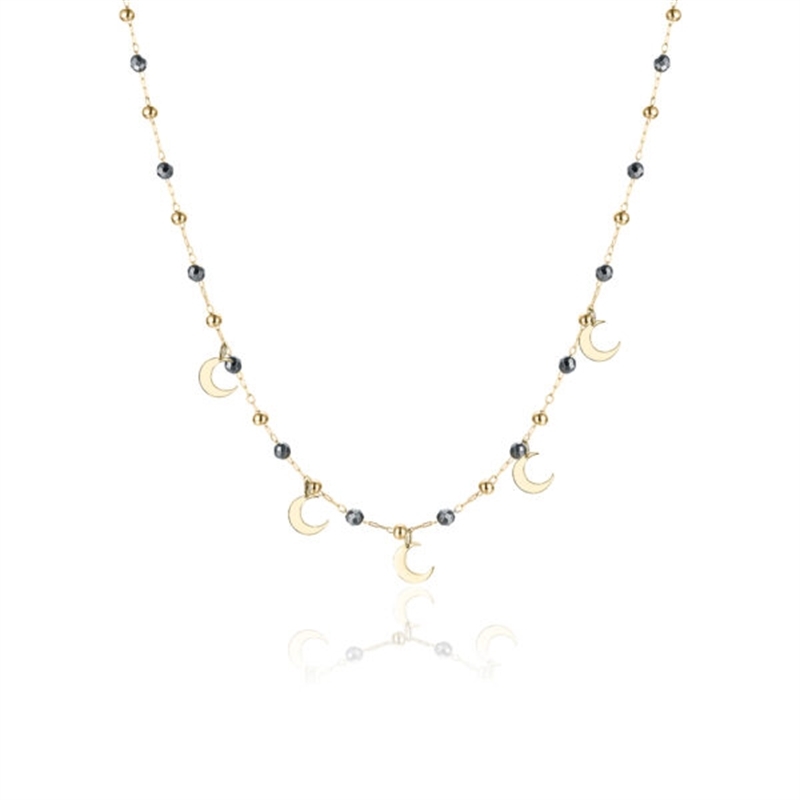 BRAND GIOIELLI COLLANA CON SFERE LUNE ED EMATITE COLOR ORO 42+5