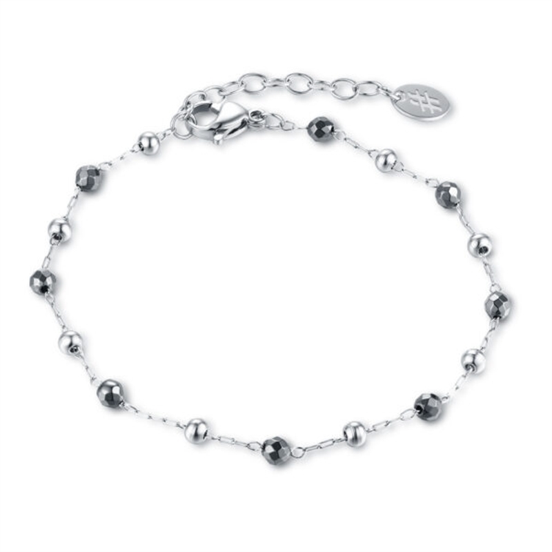 BRAND GIOIELLI BRACCIALE CON SFERE ED EMATITE MISURA MAMMA IN ACCIAIO