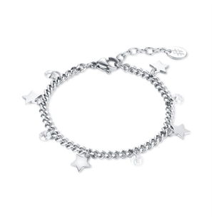 BRAND GIOIELLI BRACCIALE CATENA STELLE E CRISTALLI FIGLIA IN ACCIAIO - 09BR010-S-1 - 09BR010-S-1