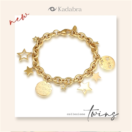 KADABRA BRAND GIOIELLI BRACCIALE IN ACCIAIO CON STELLE PENDENTI COLOR ORO - K50BR01G-1 - K50BR01G-1