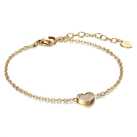 BRAND GIOIELLI LA JOLIE BRACCIALE IN ACCIAIO CON CUORE PASSANTE COLOR ORO - 03BR014G-1 - 03BR014G-1