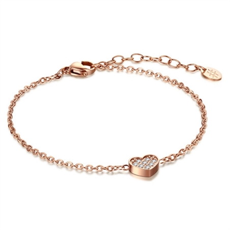 BRAND GIOIELLI LA JOLIE BRACCIALE IN ACCIAIO CON CUORE PASSANTE COLOR ROSE' - 03BR014R-1 - 03BR014R-1