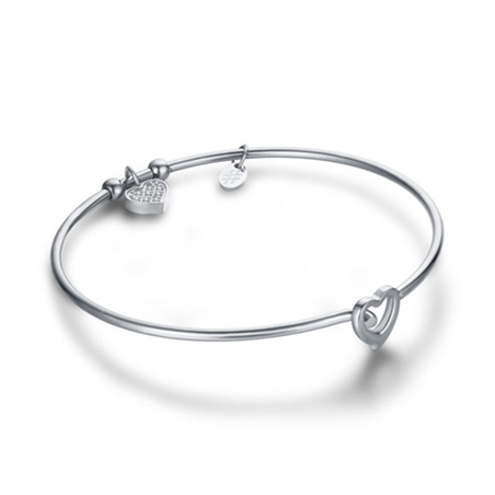 BRAND GIOIELLI LA JOLIE BRACCIALE RIGIDO IN ACCIAIO CON CUORE PEDENTE - 03BG005-1 - 03BG005-1