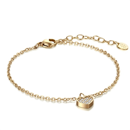 BRAND GIOIELLI LA JOLIE BRACCIALE IN ACCIAIO CON CUORE PENDENTE PVD ORO - 03BR015G-1 - 03BR015G-1
