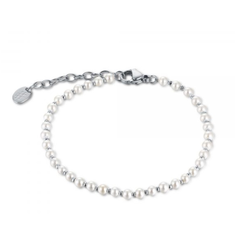 BRAND GIOIELLI PERLE DI LUNA BRACCIALE IN MADREPERLA E SFERE DI ACCIAIO BRAND GIOIELLI PERLE DI LUNA BRACCIALE IN MADREPERLA E SFERE DI ACCIAIO