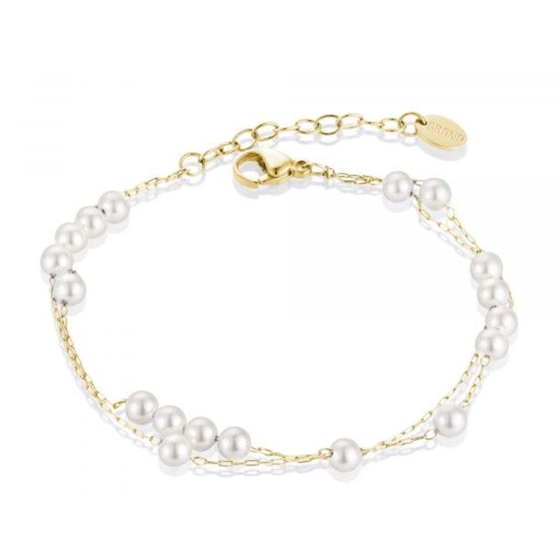 BRAND GIOIELLI PERLE DI LUNA BRACCIALE IN MADREPERLA E SFERE SFALSATE PVD ORO BRAND GIOIELLI PERLE DI LUNA BRACCIALE IN MADREPERLA E SFERE SFALSATE PVD ORO