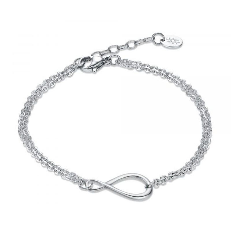 BRAND GIOIELLI BRACCIALE INFINITO CON CATENA IN ACCIAIO DOPPIA