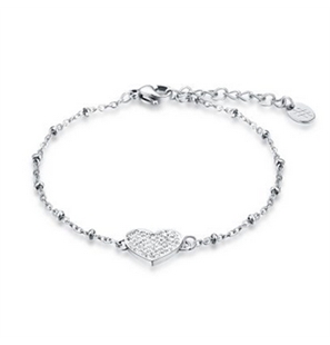 BRAND GIOIELLI SHINE BRACCIALE CUORE CON CRISTALLI BIANCHI - 19BR005-1 - 19BR005-1