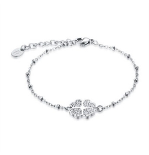BRAND GIOIELLI SHINE BRACCIALE QUADRIFOGLIO CON CRISTALLI BIANCHI - 19BR007-1 - 19BR007-1