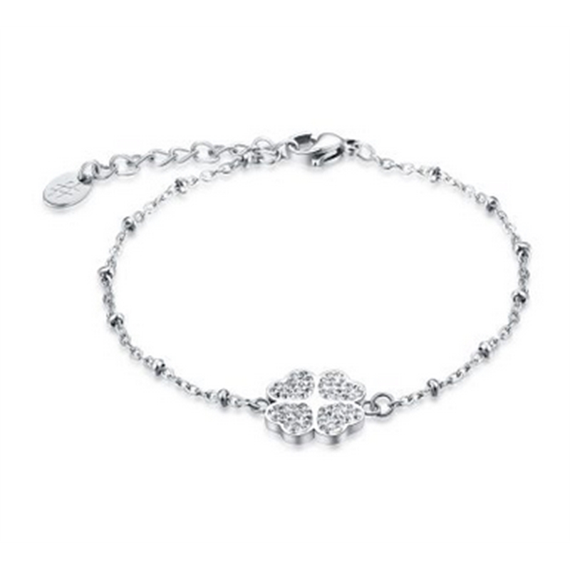 BRAND GIOIELLI SHINE BRACCIALE QUADRIFOGLIO CON CRISTALLI BIANCHI BRAND GIOIELLI SHINE BRACCIALE QUADRIFOGLIO CON CRISTALLI BIANCHI