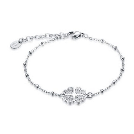 BRAND GIOIELLI SHINE BRACCIALE QUADRIFOGLIO CON CRISTALLI BIANCHI - 19BR007-1 - 19BR007-1