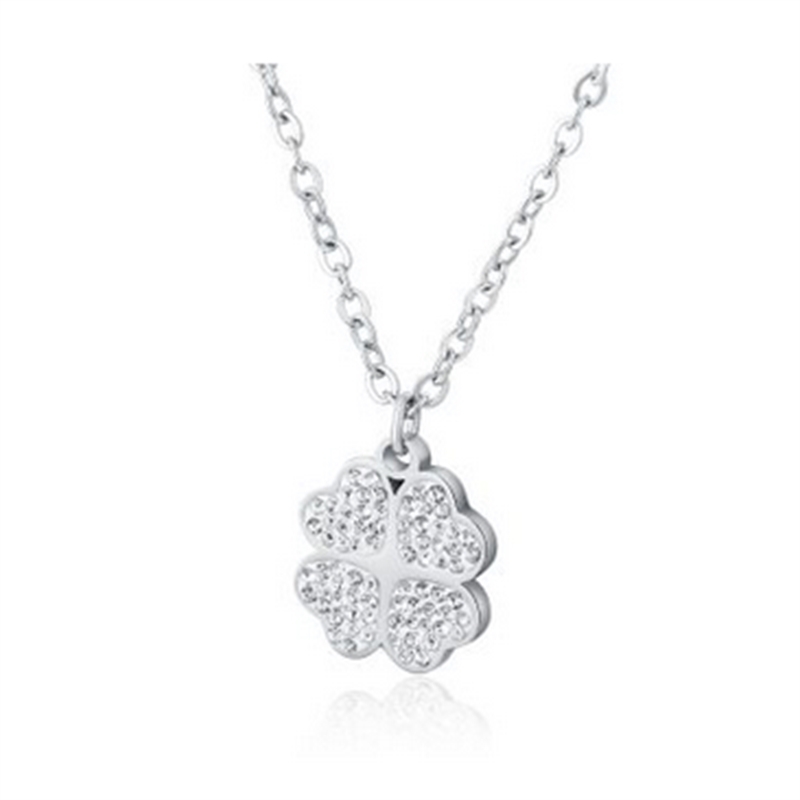 BRAND GIOIELLI SHINE COLLANA QUADRIFOGLIO CON CRISTALLI BIANCHI
