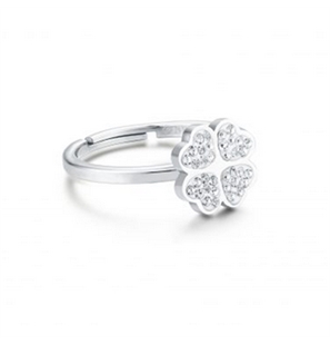 BRAND GIOIELLI SHINE ANELLO QUADRIFOGLIO REGOLABILE CON CRISTALLI BIANCHI MIS. 12/14 - 19RG007-12-1 - 19RG007-12-1
