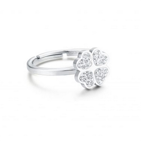 BRAND GIOIELLI SHINE ANELLO QUADRIFOGLIO REGOLABILE CON CRISTALLI BIANCHI MIS. 15/17 - 19RG007-15-1 - 19RG007-15-1